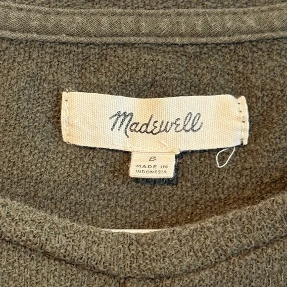 Madewell Olive Green Front Tie Knot Short Sleeve Cotton Top Small G6921 - Picture 3 of 10